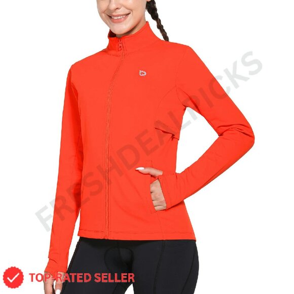 Fleece Running Jacket Water Resistant Full Zip Slim Fit Thermal Workout Gear